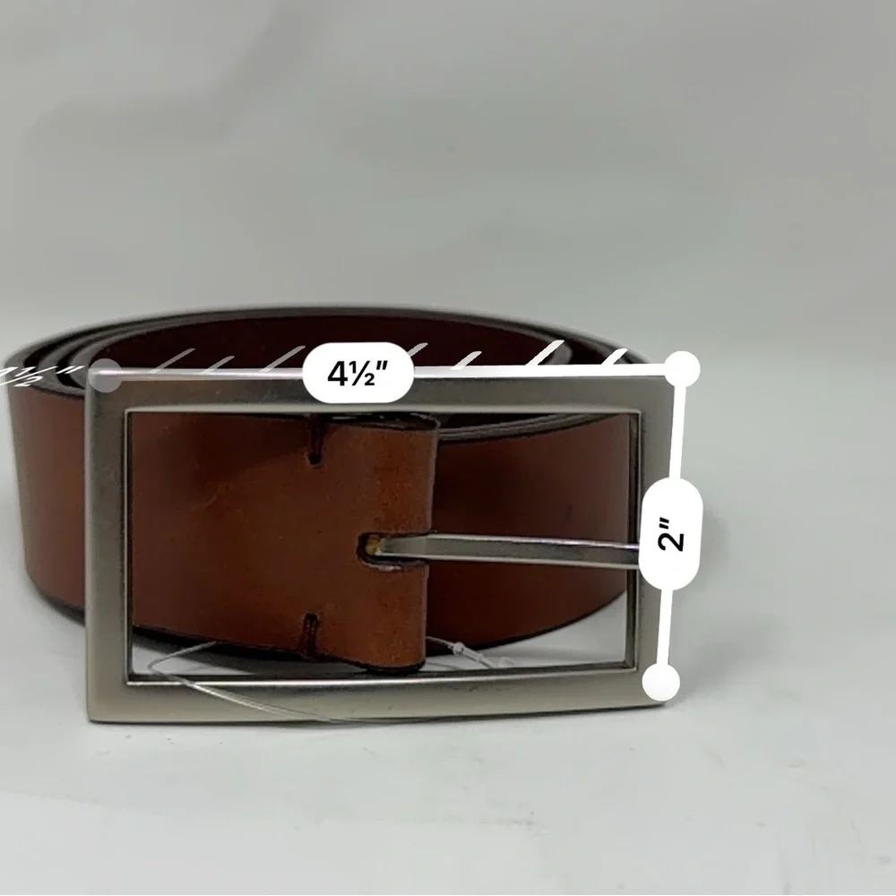 GAP Brown Leather Belt with Silver Rectangular Buckle